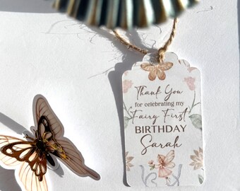 Fairy Thank You Tags | Fairy First Birthday Favor Tags | Personalized Fairy Party Tags | Fairy Garden Birthday Decor