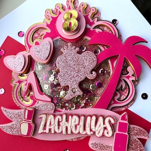 Barbie inspiriert Geburtstag Shaker Cake Topper | Personalisierte Name & Alter | Pink Glitter Prinzessin Party Dekoration | Puppengeburtstag