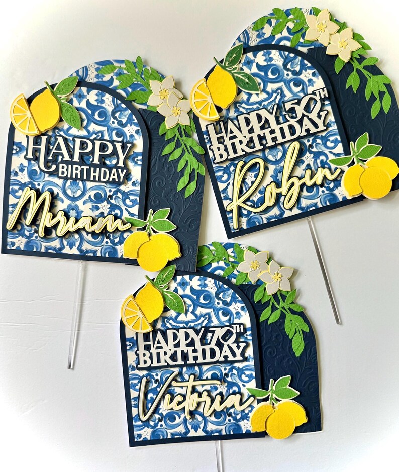 Amalfi Coast Cake Topper, Lemon Birthday Decor, Yellow and Blue ...