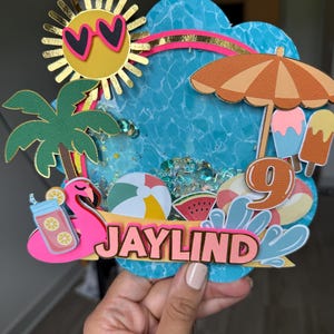 Pool Party Shaker Cake Topper: Custom Flamingo Birthday Decor