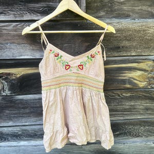 Rhubarb Dyed Embroidered Tank