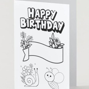 Printable Mother Happy Birthday Card, Grandmother Birthday Card to Color – DIY Coloring Card for Kids, Instant Download