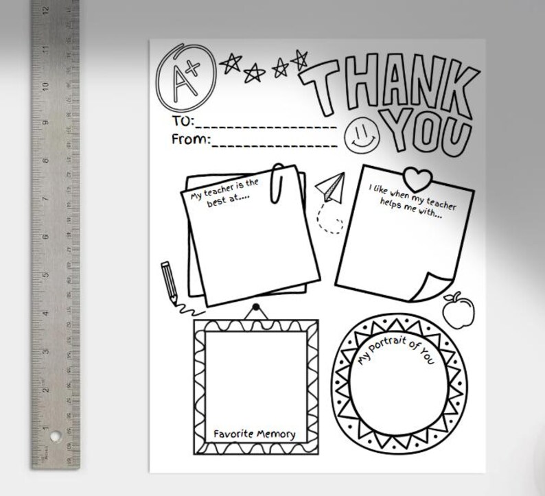 Printable Thank You Teacher Paper to Color – DIY Coloring Card for Kids ...