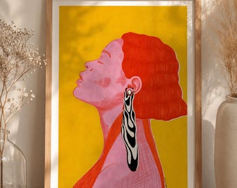 African Woman Portrait Wall Art | Colorful Afrocentric Print | Modern Boho Decor | Digital Download