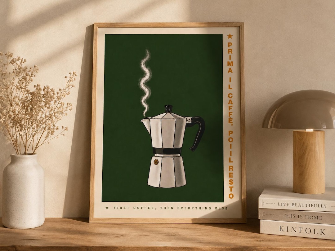 Prima Il Caffè Print, Italian Coffee Wall Art, Retro Kitchen Decor ...