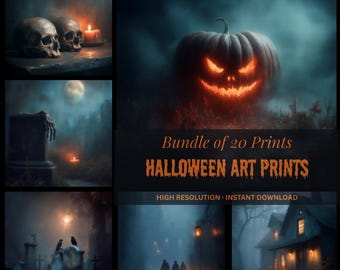 Láminas decorativas góticas de Halloween para pared: Paquete de decoración oscura y embrujada (Descarga digital)