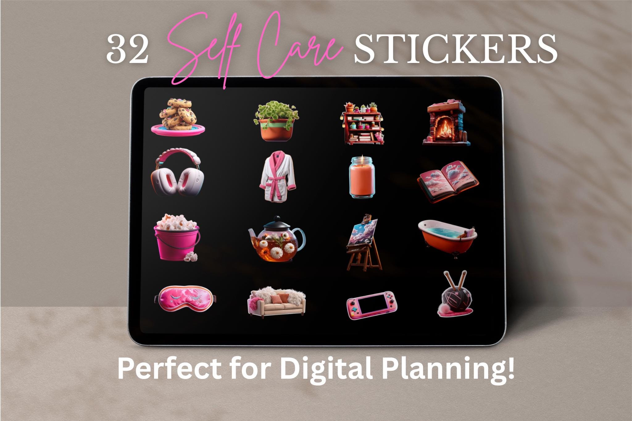 Cozy Self Care Sticker Set | 32 PNG + Printable A4 Sheets for Digital ...