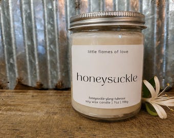 Honeysuckle Soy Candle, Floral Scent, 7 oz Jar