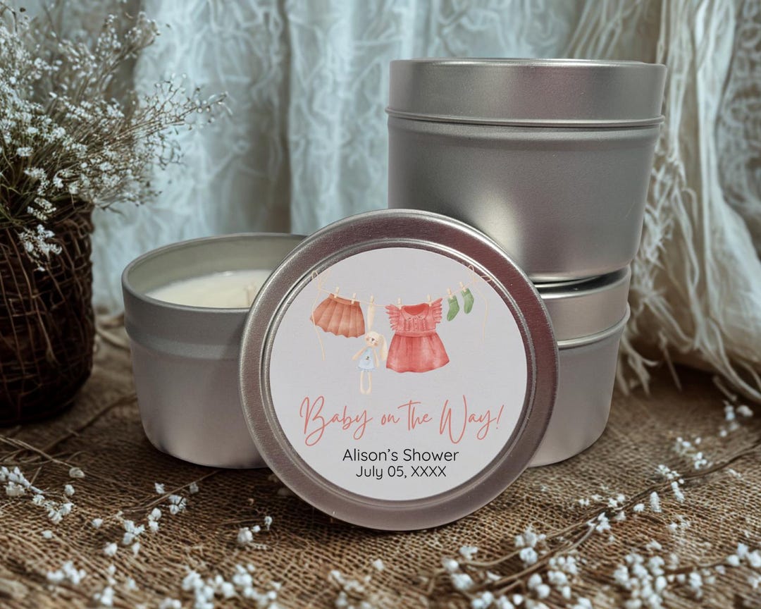 Personalized Baby Shower Candle Favors, Modern Boho Theme, Soy Wax (set ...