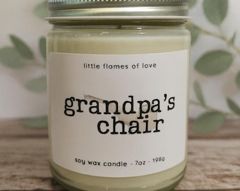 Grandpa's Chair Scented Soy Candle, Pipe Tobacco, Vanilla