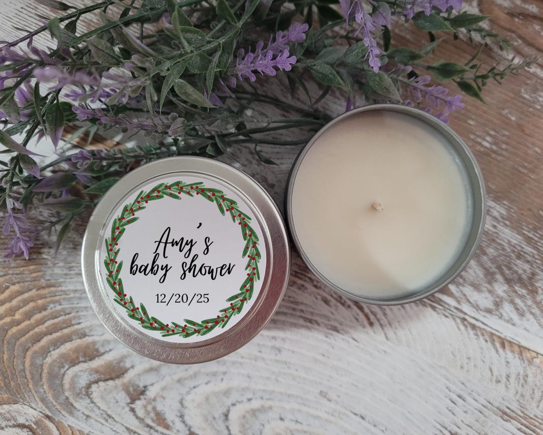 Personalized Baby Shower Candle Favors: Soy Wax, Christmas Theme (set ...