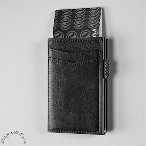 Vegan Leather Bifold Wallet, RFID Blocking Card Ejector