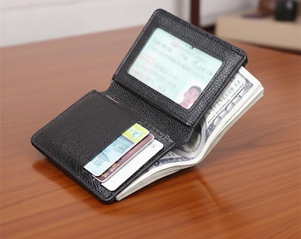 Minimalist Wallet PU Leather, Personalized Credit Card Holder Style,Small Bifold
