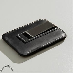 Slim Minimalist vegan leather Money Clip with RFID Blocking, Credit Card Holder, Cash Wallet