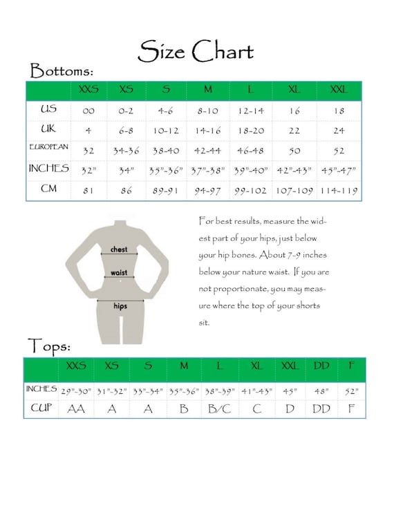 Ribbon Size Chart