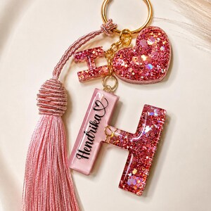 Personalized Initial Keychain, Custom Name Keychain, Resin Letter Keychain, Glitter Alphabet Keyring, Butterfly Charm, Bag Charm