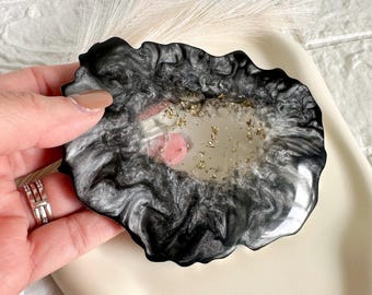 Luksusowa podkładka z żywicy Galaxy, czarno-złota podkładka z geody, ręcznie robiona dekoracja do domu, elegancki dodatek na biurko, wyjątkowy prezent, elegancka dekoracja stołu