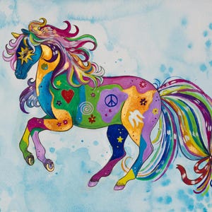 Peace Patchwork Pony 8.25x11 Art Print