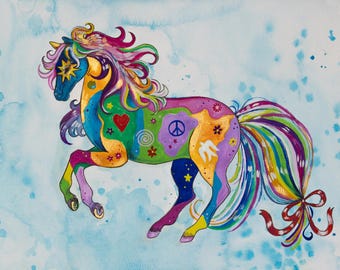 Peace Patchwork Pony 8.25x11 Art Print