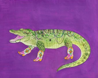 Alligator Mardi Gras Boots - DIGITAL DOWNLOAD - No physical print