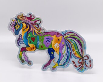 Peace Patchwork Pony Sticker Vinyl 4”