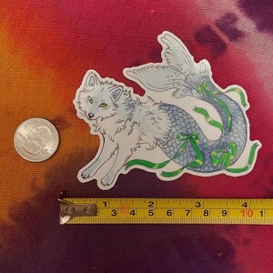 Silver Fox Mermaid Sticker 4”