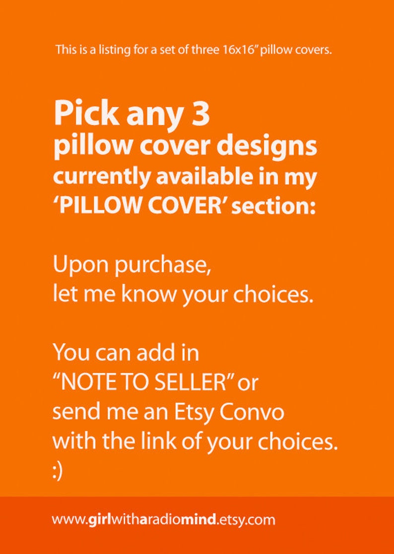 3 Decorative Pillows  Set of Three  Your Choice of Design / image 1