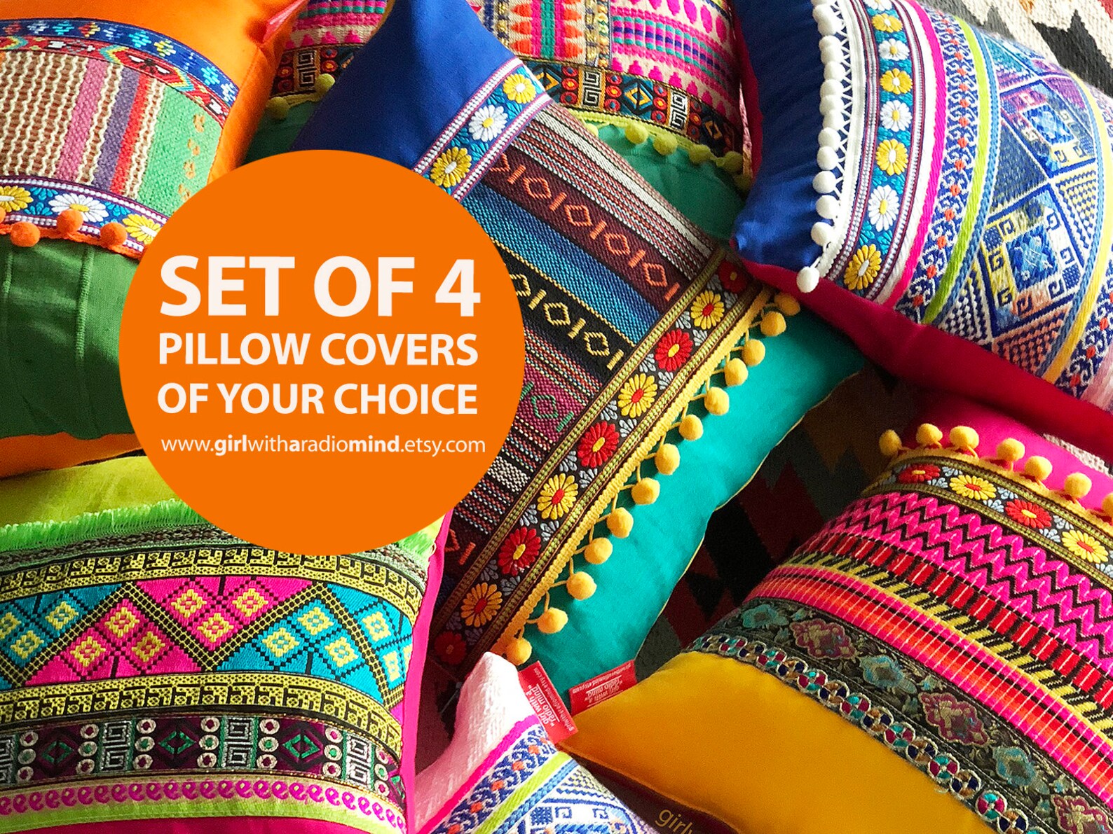 4 Boho Throw Pillow Covers Set of Four Your Choice of Etsy