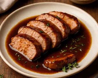 El mejor solomillo de cerdo en salsa de mostaza y miel con vino tinto / Receta para una cena reconfortante / Descarga instantánea