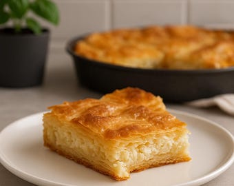 La mejor tarta crujiente de queso griego con bechamel cremosa: tiropita tradicional con un toque especial / Receta descargable en PDF