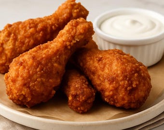 La mejor receta de pollo frito americano / Muslos de pollo crujientes con suero de leche / Receta imprimible en PDF y PNG / Sweetly Digital