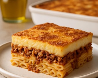 El mejor pastitsio griego tradicional / Lasaña griega / Comida reconfortante clásica / Receta de descarga instantánea