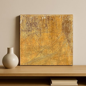 Wabi-Sabi inspiriertes Kunst Panel |WILDWEST_Amber| Strukturiertes Gips Wand Panel (Unikat) auf Fusuma Papier
