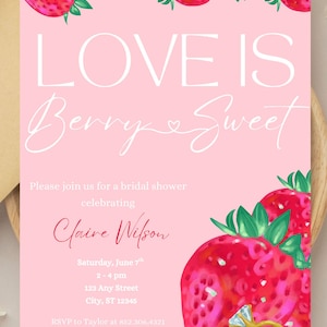 Love Is Berry Sweet Bridal Shower Invitation Template