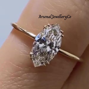 Marquise Cut Moissanite Proposal Ring, Double Prong Setting,Solitaire Elongated Marquise Promise Ring ,Moissanite Wedding Jewelry For Bridal