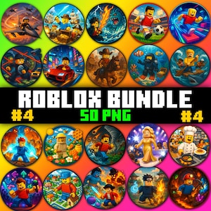 Roblox PNG Pack – 50 Epic High-Quality Designs & Badges | Instant Download | Ready for T-Shirts | Gamer Gifts