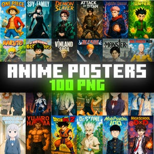 Pacchetto di 100 poster di anime / Arte murale anime stampabile / Arredamento giapponese per la casa / Estetica per la camera da letto / Kit collage / Regalo anime / Download digitale