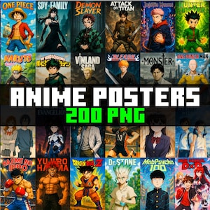 200 Anime Posters Bundle | Printable Anime Wall Art | Japanese Home Decor | Bedroom Aesthetic | Collage Kit | Anime Gift | Digital Download