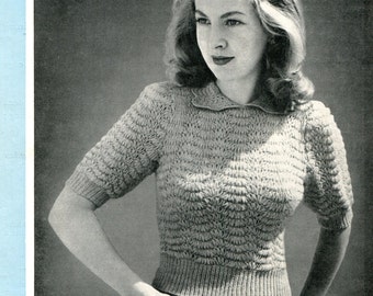 Light and Lovely Ladies Feather Stitch Jumper Petite 32" to 34" Bust Jaeger 3142 Vintage Knitting Pattern Pdf