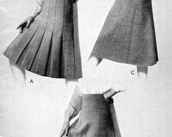 Amazing 1940s Knitted Ladies Pleated Skirts 3 Styles Patons 158 Vintage Knitting Pattern PDF Instant Download