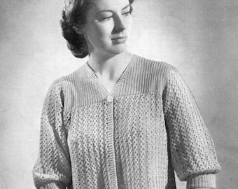 Light and Lacy and Perfect for Spring 1940s Bed Jacket Cardigan 36 Bust Patons 904 Vintage Knitting Pattern Pdf
