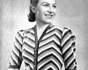 1930er Jahre Gestreifte Bluse Strickjacke (PDF Download)