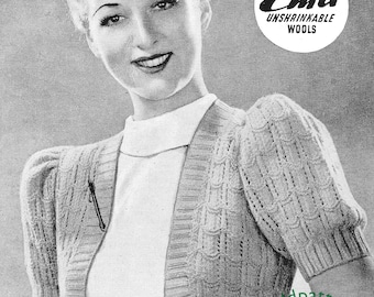 Ladies 1940s Short Sleeved Bolero 34 Bust Bestway 1460 Vintage Knitting Pattern Instant PDF Download