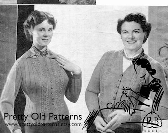 Fabulous Plus Size 1950s 1940s Cardigans 3 Designs 40 42 and 44 Bust Patons 752 Vintage Knitting Pattern Download
