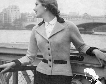 Amazing Early 1950s Ladies Tailored Jacket 34 Bust Patons 97 Vintage Knitting Pattern Instant PDF Download