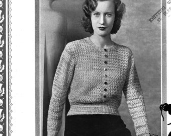 Modello per camicetta a maglia traforata anni '30 (download digitale)