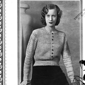 May include: A vintage knitting pattern for a women's sweater. The pattern is for a simple, openwork stitch jumper. The pattern is from James Templeton & Son Ltd., manufacturers of "Ayr" knitting wools in Ayr, Scotland. The pattern number is 39 and the price is 2 pence.