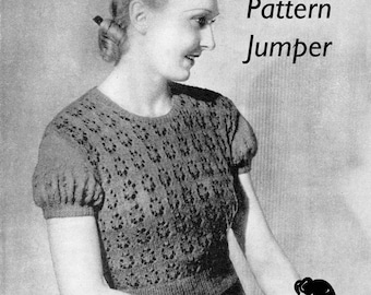 Gorgeous Late 1930s Summer Lace Blouse 34 to 36 Vintage Knitting Pattern Instant Download