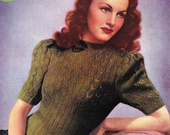 Lovely 1940s Lace Jumper 34 to 35 Bust Marriners 1 Vintage Knitting Pattern Instant Download