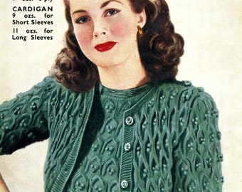 Padrão de conjunto de duas peças em tricô trançado vintage dos anos 1940, Bestway B2101 (Download digital)